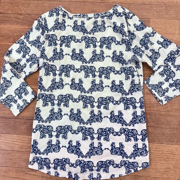 Lilly Pulitzer 100% Pima Cotton Elephant Brass Button Blouse Size Small S b73 - Picture 5 of 5